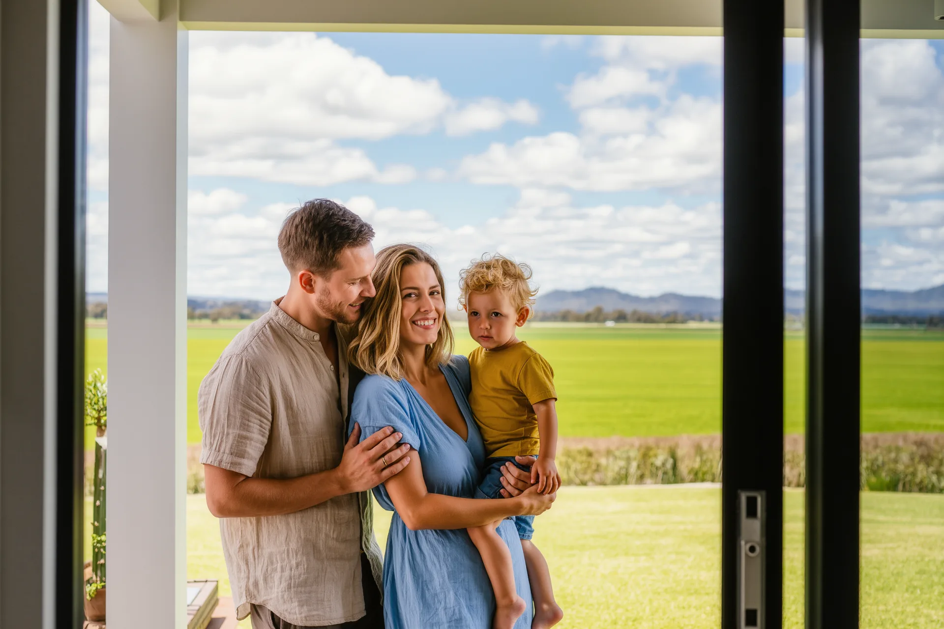 New home with a young family — artist's impression of the future community.